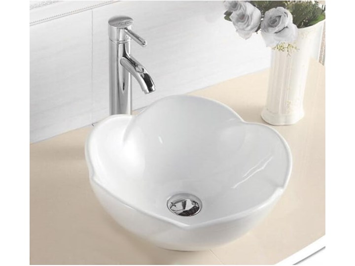 VELDMAN UMYWALKA CERAMICZNA ROSE Nablatowe Meblowe Asymetryczne Szerokość 40 cm Kategoria Umywalki Ceramika Kolor Biały