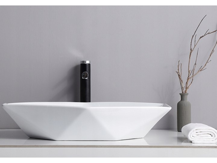 VELDMAN CERAMICZNA UMYWALKA NABLATOWA SONET ROZMIARY Meblowe Ceramika Nablatowe Asymetryczne Szerokość 57 cm Kategoria Umywalki