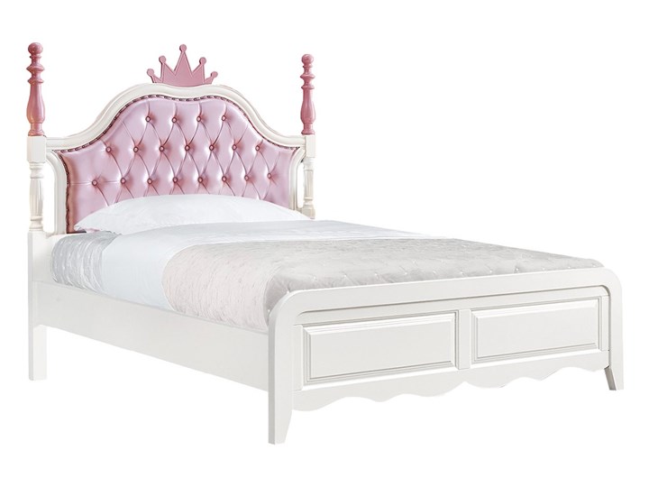 Łóżko dla dziewczynki 120x200 cm Princess różowy zagłówek w kształcie korony Rozmiar materaca 110x200 cm Tkanina Płyta MDF Kategoria Łóżka dla dzieci