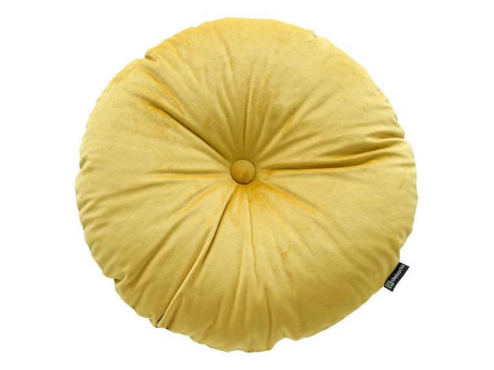 Poduszka okrągła Velvet z guzikiem, oliwkowy zielony, ⌀37 cm, Velvet Poliester Poduszka dekoracyjna Aksamit Okrągłe Kolor Khaki
