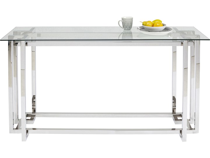Konsola Clara 145x48 cm srebrna - blat szklany Szkło Szerokość 145 cm Kategoria Konsole Kolor Biały
