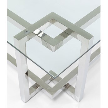 Stolik kawowy kwadratowy metalowy blat szklany 120x120 cm