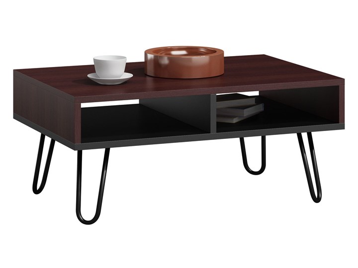 Prostokątna ława do salonu wenge i czarny - Mimori Zestaw stolików Szerokość 50 cm Drewno Wysokość 55 cm Stolik Płyta meblowa Styl Skandynawski Metal Długość 100 cm Styl Nowoczesny