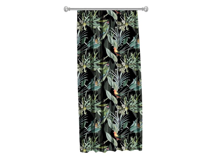 Czarna zasłona Mike & Co. NEW YORK Jungle Birds, 140x270 cm Poliester Kolor Czarny