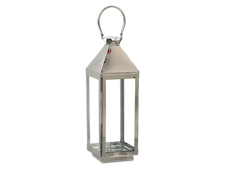 LATARNIA CHROMOWANA METALOWA SREBRNA 50CM Lampion Świeca Kolor Srebrny