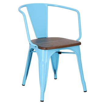 Krzesło Paris Arms Wood sosna orzech/niebieski metalowe