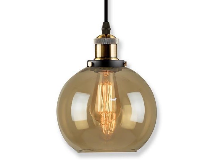NEW YORK LOFT No. 2 B – lampa wisząca bursztynowa Metal Lampa inspirowana Lampa z abażurem Szkło Mosiądz Ilość źródeł światła 1 źródło Styl Vintage