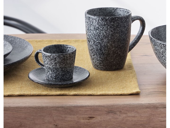Filiżanka do kawy ze spodkiem Airena ceramiczna czarna Filiżanka ze spodkiem Ceramika Kolor Czarny Kategoria Filiżanki