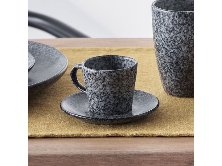 Filiżanka do kawy ze spodkiem Airena ceramiczna czarna Filiżanka ze spodkiem Ceramika Kolor Biały
