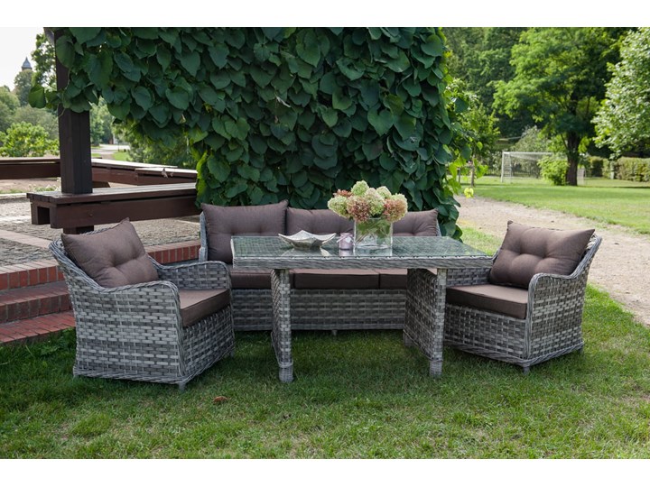 Ekskluzywne meble ogrodowe DIVINO wysoki stół Zestawy wypoczynkowe Rattan Aluminium Technorattan Tworzywo sztuczne Zawartość zestawu Sofa