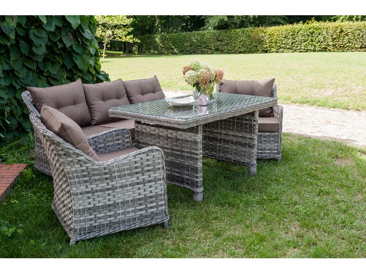 Ekskluzywne meble ogrodowe DIVINO wysoki stół Technorattan Tworzywo sztuczne Aluminium Rattan Zestawy wypoczynkowe Zawartość zestawu Puf