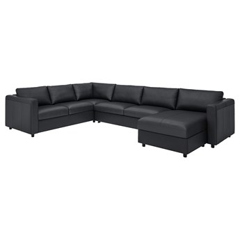 IKEA VIMLE Narożna sofa rozkł. 5o z szezl, Grann/Bomstad czarny, Wysokość łóżka: 53 cm