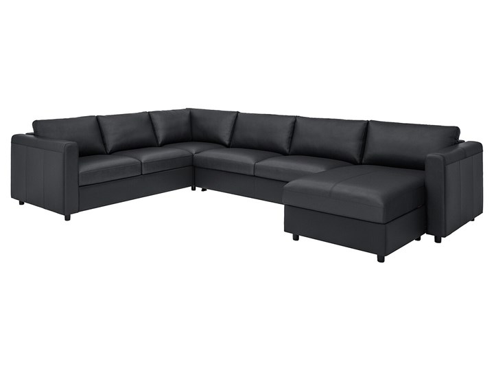 IKEA VIMLE Narożna sofa rozkł. 5o z szezl, Grann/Bomstad czarny, Wysokość łóżka: 53 cm Wysokość 83 cm Szerokość 249 cm Szerokość 349 cm Głębokość 98 cm W kształcie litery U Styl Nowoczesny