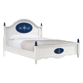 Łóżko dla dzieci 120x200 cm, białe, niebieski dekor, Julianne