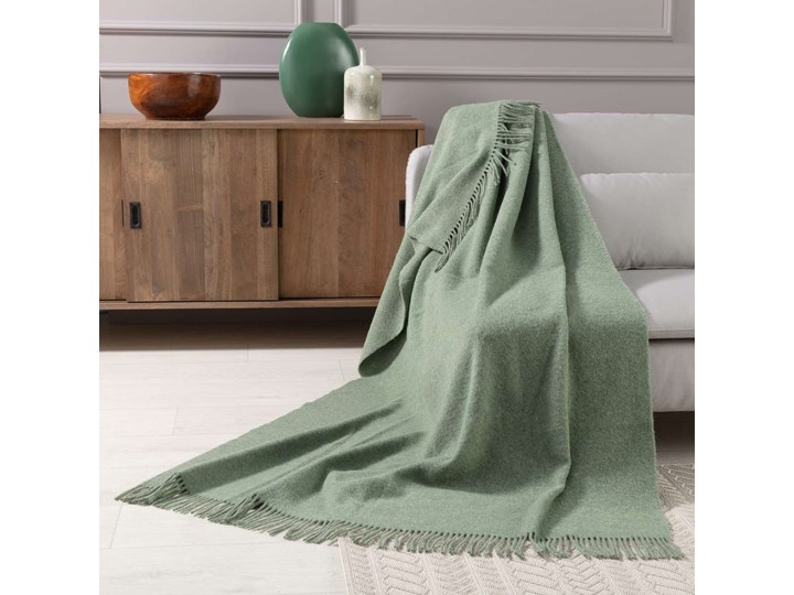 Pled Zelandia 140x200cm melange smoke green, 140 x 200 cm 130x180 cm 140x200 cm Koc Wełna Kolor Zielony