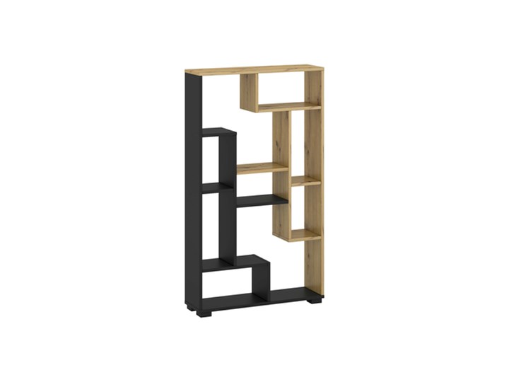 Salony Agata Regał UNIWERSUM dąb artisan/czarny Płyta meblowa Styl Nowoczesny Płyta MDF Płyta laminowana Tworzywo sztuczne Drewno Styl Minimalistyczny