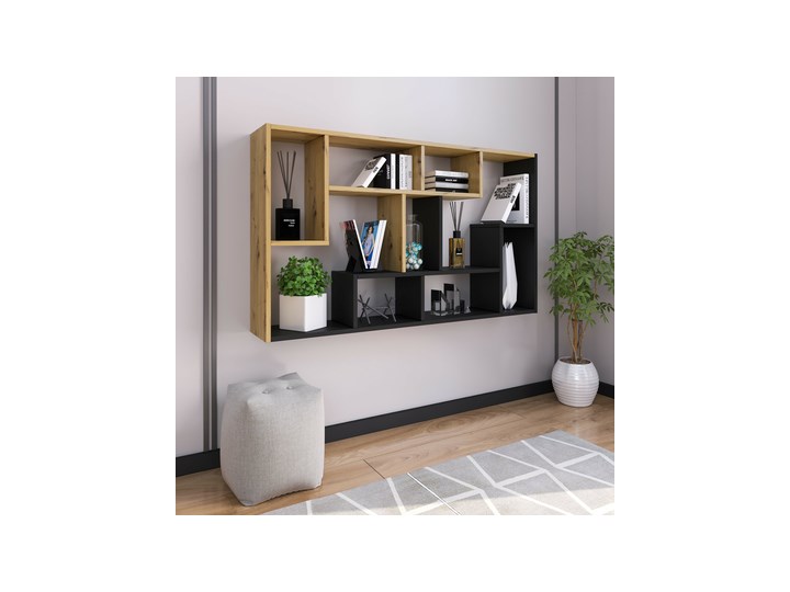 Salony Agata Regał UNIWERSUM dąb artisan/czarny Płyta laminowana Tworzywo sztuczne Płyta meblowa Drewno Płyta MDF Pomieszczenie Pokój nastolatka