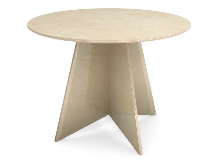 Designerski stół ze sklejki z okrągłym blatem PIN1 PRO Drewno Wysokość 100 cm Szerokość 100 cm Długość 100 cm Płyta MDF Wysokość 75 cm Styl Skandynawski