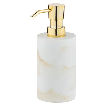 Biały dozownik do mydła z detalem w kolorze złota Wenko Odos, 290 ml