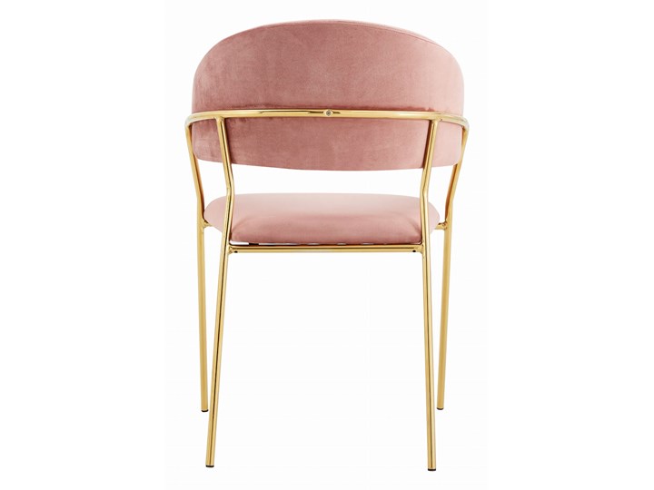 Krzesło ze złotymi nogami - Glamour, różowe C-889 welur Tapicerowane Tkanina Z podłokietnikiem Tworzywo sztuczne Metal Pomieszczenie Jadalnia