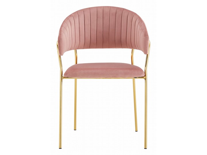 Krzesło ze złotymi nogami - Glamour, różowe C-889 welur Tworzywo sztuczne Z podłokietnikiem Styl Nowoczesny Metal Tapicerowane Tkanina Pomieszczenie Jadalnia