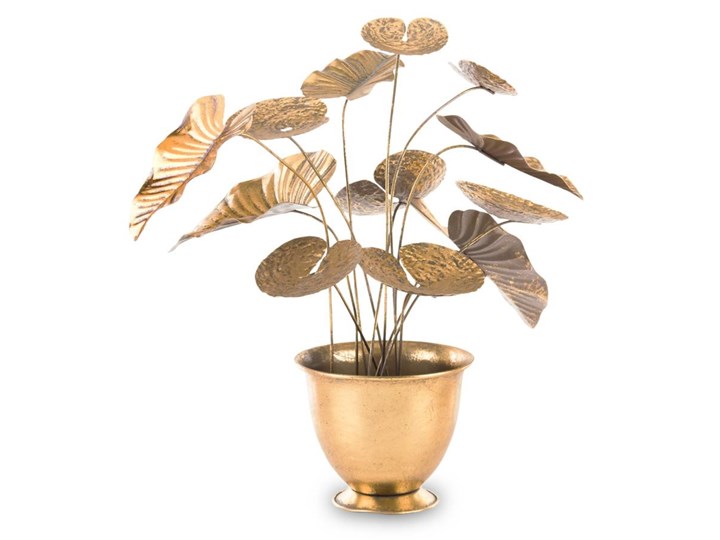FLAMEL dekoracja metalowa kwiat w donicy złoty, 54x60x42 cm