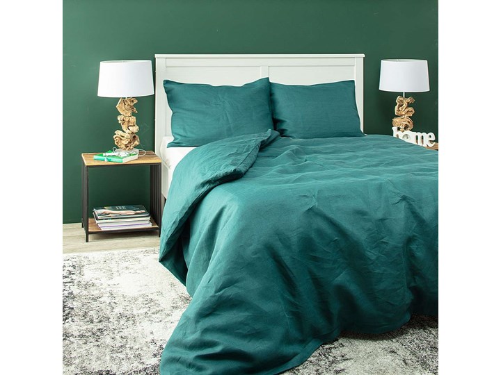 Komplet pościeli lnianej Linen 200x200cm emerald green, 200 x 200 cm/ 2 poszewki 60 x 50 cm Len 200x200 cm Kolor Zielony Kategoria Komplety pościeli