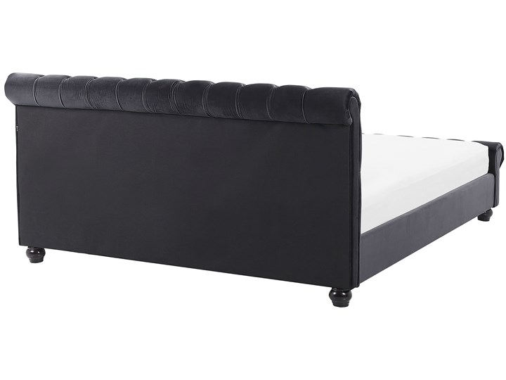 Łóżko ze stelażem czarne welurowe 180 x 200 cm z zagłówkiem pikowane styl glamour Łóżko pikowane Łóżko tapicerowane Drewno Kategoria Łóżka do sypialni