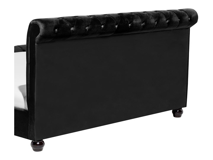 Łóżko ze stelażem czarne welurowe 180 x 200 cm z zagłówkiem pikowane styl glamour Drewno Łóżko tapicerowane Łóżko pikowane Kategoria Łóżka do sypialni