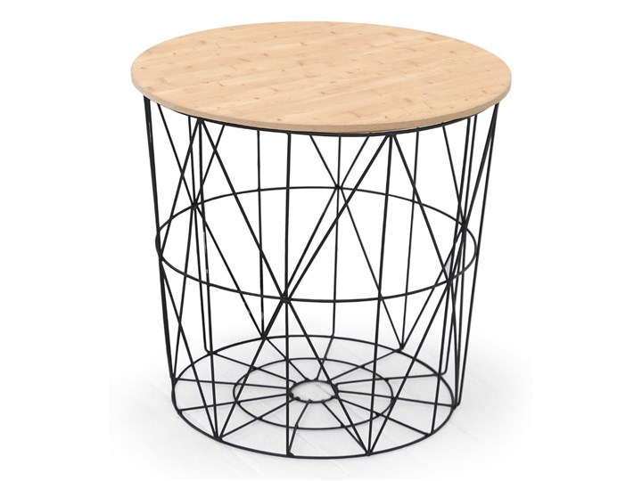 Stolik kawowy do salonu Nowoczesny Design Jasny Brąz POYA Metal Wysokość 41 cm Drewno Kształt blatu Okrągłe Stal Płyta MDF Styl Minimalistyczny