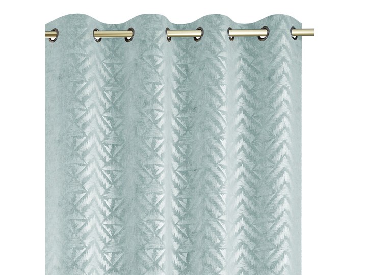 Zasłony na przelotkach BLACKOUT Velvet z metalizowanym nadrukiem Szarozielone Glamour Gęsty splot 140x250 cm REVIVAL Kolor Miętowy Poliester Zasłona zaciemniająca Mocowanie Kółka