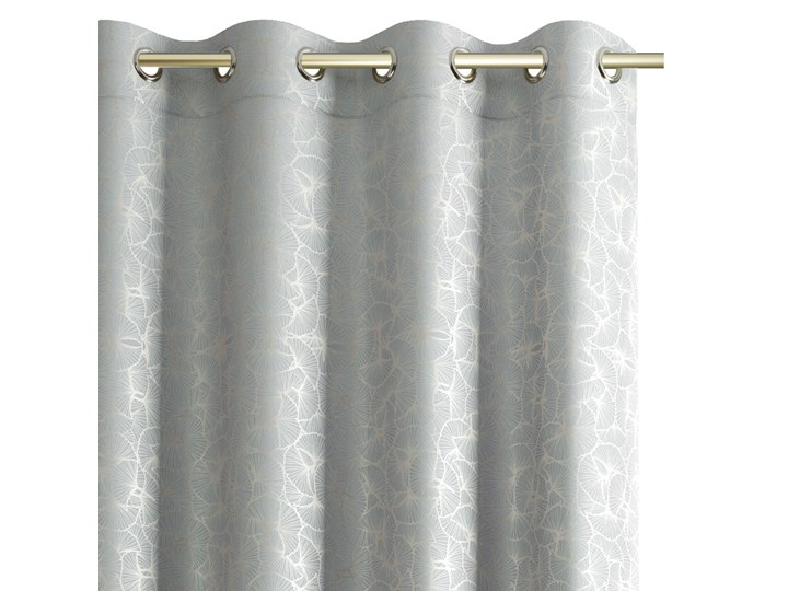 Zasłony zaciemniające na przelotkach Liście Miłorzębu OXFORD 140x250 cm Srebrne JAPANDI Poliester Zasłona zaciemniająca Typ Zasłony gotowe