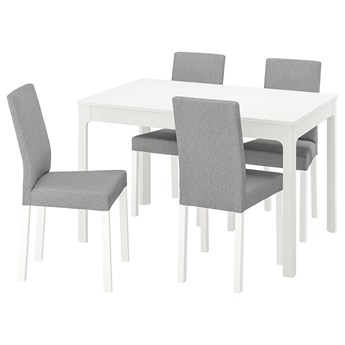 IKEA EKEDALEN / KÄTTIL Stół i 4 krzesła, biały/Knisa jasnoszary, 120/180 cm