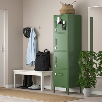 IKEA IDÅSEN Szafka wysoka z szufladą i drzwiami, Ciemnozielony, 45x172 cm