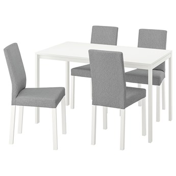 IKEA MELLTORP / KÄTTIL Stół i 4 krzesła, biały/Knisa jasnoszary, 125 cm