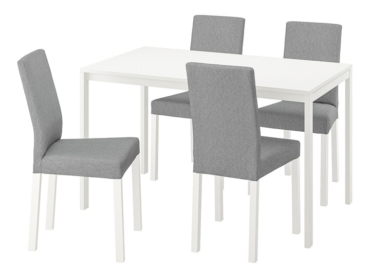 IKEA MELLTORP / KÄTTIL Stół i 4 krzesła, biały/Knisa jasnoszary, 125 cm