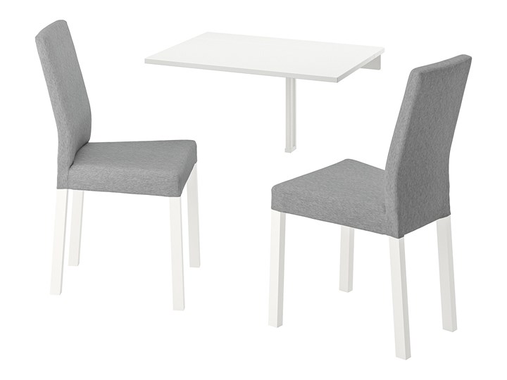 IKEA NORBERG / KÄTTIL Stół i 2 krzesła, biały/Knisa jasnoszary, 74 cm