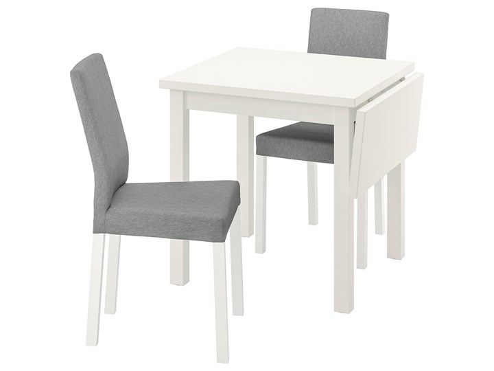 IKEA NORDVIKEN / KÄTTIL Stół i 2 krzesła, biały/Knisa jasnoszary, 74/104 cm