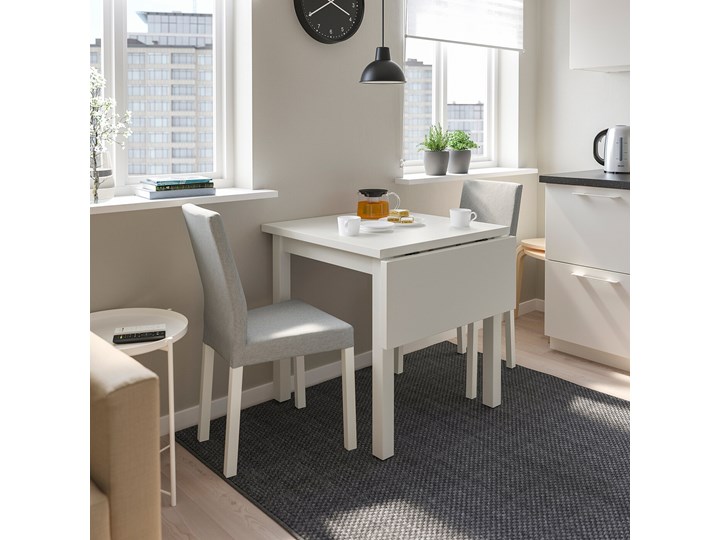 IKEA NORDVIKEN / KÄTTIL Stół i 2 krzesła, biały/Knisa jasnoszary, 74/104 cm Kategoria Stoły z krzesłami