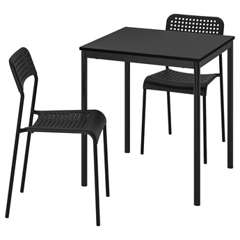IKEA SANDSBERG / ADDE Stół i 2 krzesła, czarny/czarny, 67x67 cm