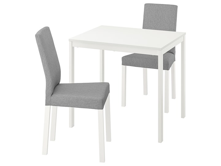 IKEA VANGSTA / KÄTTIL Stół i 2 krzesła, biały/Knisa jasnoszary, 80/120 cm
