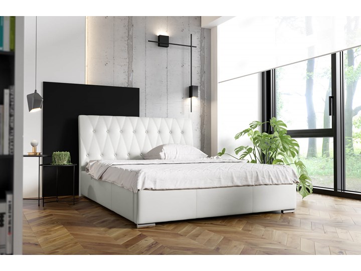 Łóżko tapicerowane 120x200 NICEA / z pojemnikiem Łóżko pikowane Tkanina Metal Kategoria Łóżka do sypialni Kolor Beżowy