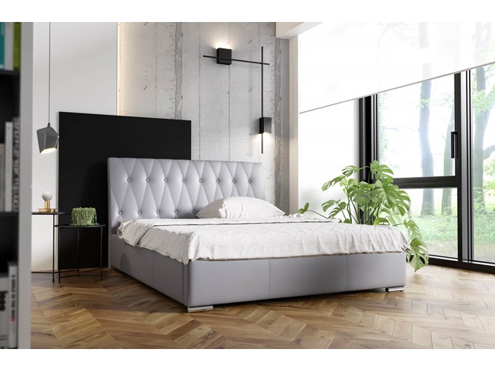 Łóżko tapicerowane 120x200 NICEA / z pojemnikiem Metal Łóżko pikowane Tkanina Kategoria Łóżka do sypialni