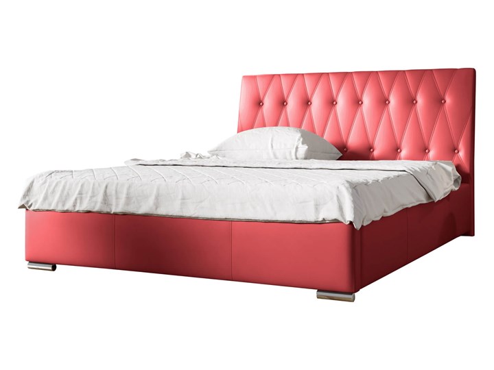 Łóżko tapicerowane 180x200 NICEA / z pojemnikiem Łóżko pikowane Metal Tkanina Kategoria Łóżka do sypialni