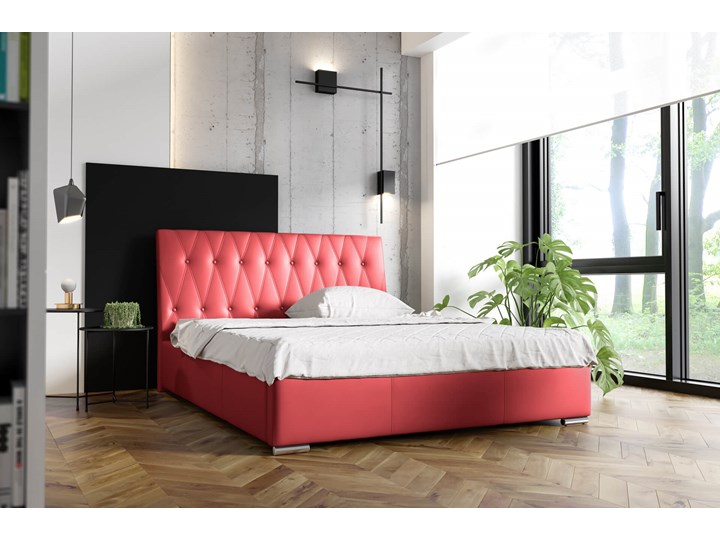 Łóżko tapicerowane 180x200 NICEA / z pojemnikiem Metal Tkanina Łóżko pikowane Kategoria Łóżka do sypialni