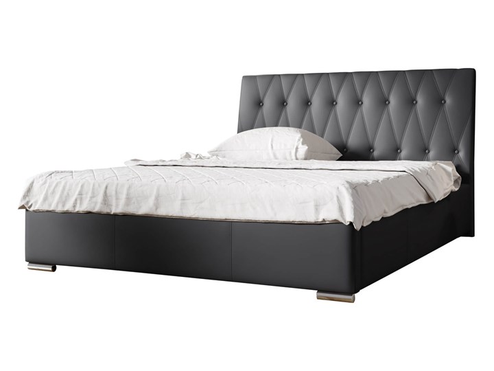 Łóżko tapicerowane 180x200 NICEA / z pojemnikiem Kategoria Łóżka do sypialni Metal Tkanina Łóżko pikowane Kolor Czarny