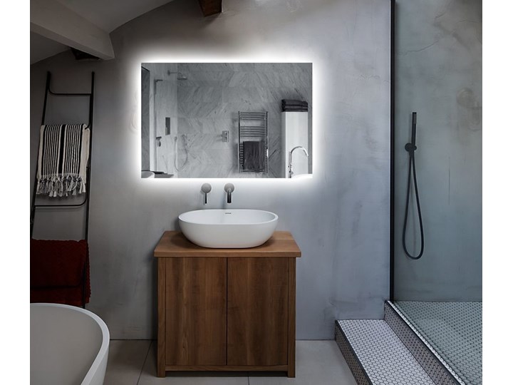 Lustro Shape 04 + Ambilight Lustro podświetlane Prostokątne Ścienne Kolor Srebrny