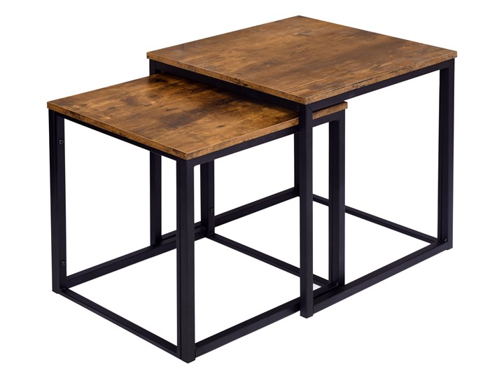 Zestaw stolików Praven loft Płyta meblowa Metal Długość 45 cm Kolor Brązowy Szerokość 45 cm Wysokość 50 cm Długość 50 cm Szerokość 50 cm Kategoria Stoliki i ławy