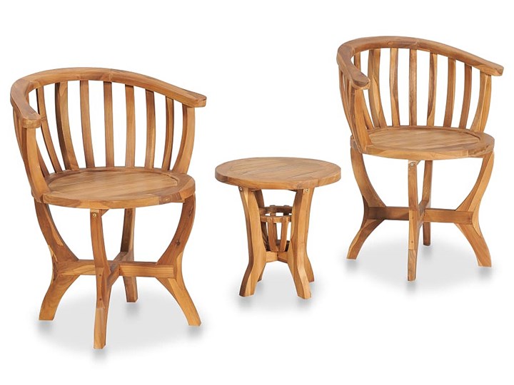 Zestaw drewnianych mebli ogrodowych - Kellan Stoły z krzesłami Zestawy kawowe Stal Drewno Zawartość zestawu Stolik