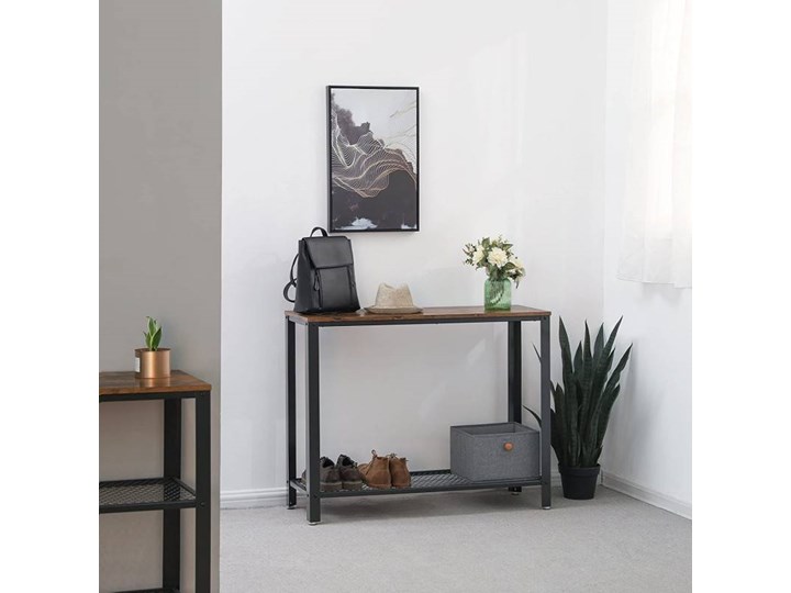 Konsola stolik ława industrialna 100 cm Stal nierdzewna Wysokość 80 cm Płyta MDF Metal Głębokość 35 cm Z półką Pomieszczenie Salon